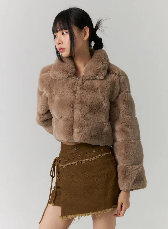 Faux Fur Crop Jacket CD307