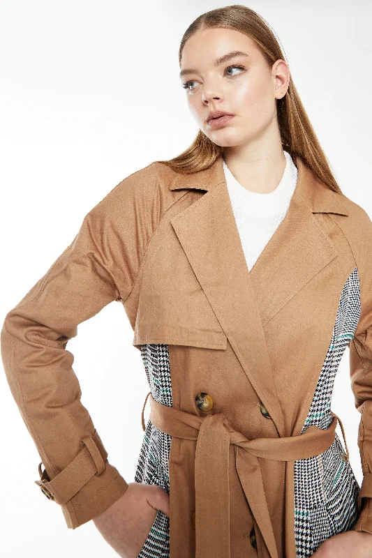 Glamorous Stone Check Trench Coat