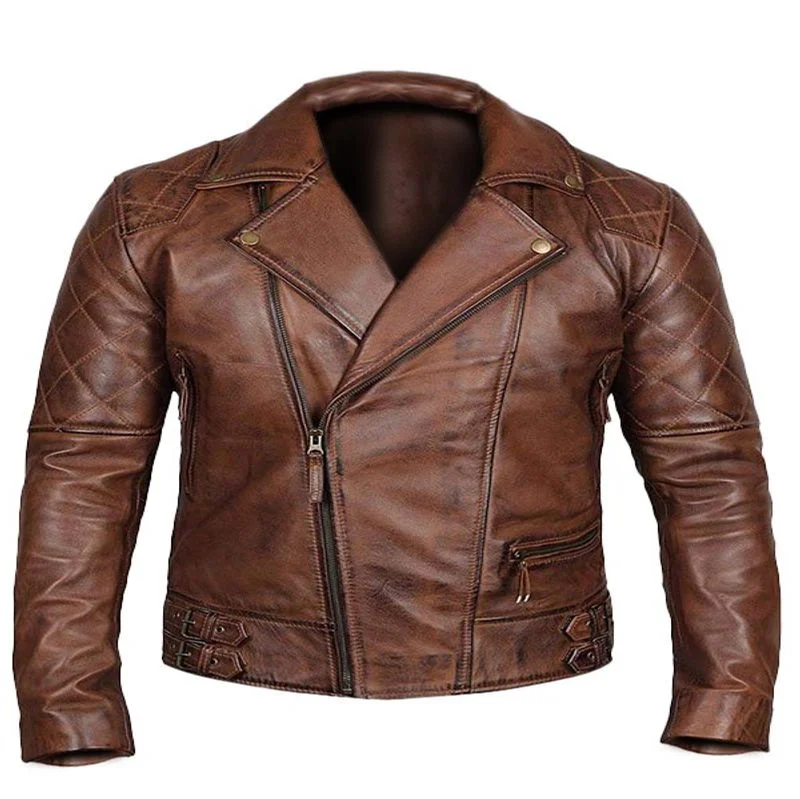 Men's Vintage Quilted Biker Jacket