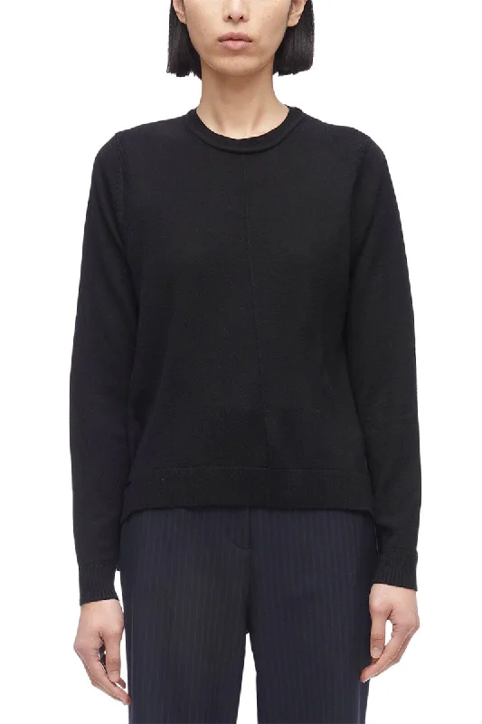 Merino Knit Chiffon Crewneck Pullover