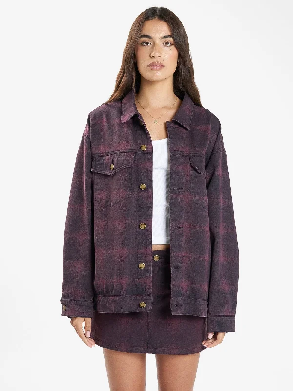 Morgan Barrio Check Jacket - Deep Plum