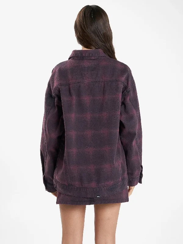 Morgan Barrio Check Jacket - Deep Plum