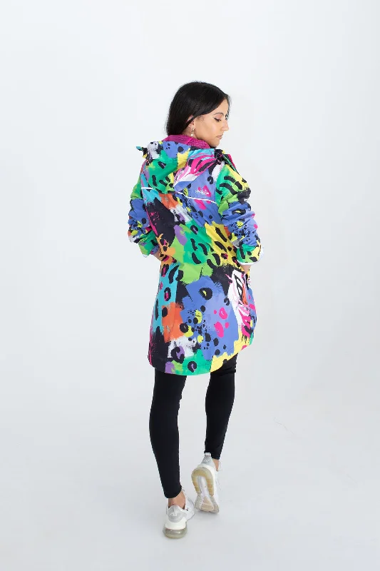 Neon safari mesh-lined parka