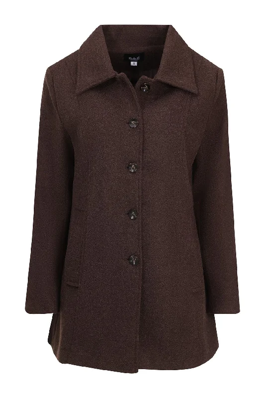 Poly Viscose fully lined Coat | CHOCOLATE | 8021ZR