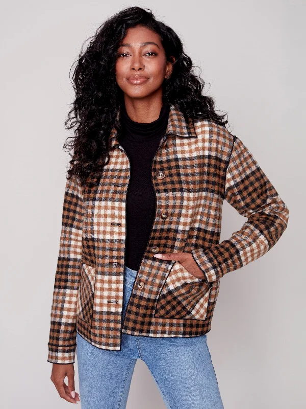 Reversible Plaid Jacket - Truffle