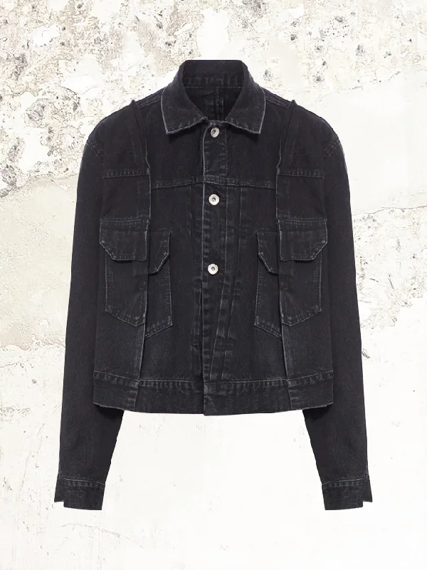 sacai asymmetric denim jacket