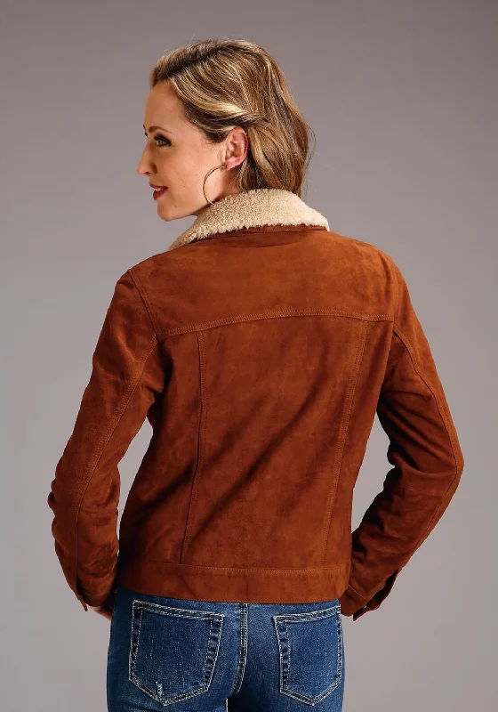 Stetson Womens Ginger Brown Leather Suede Jean Jacket