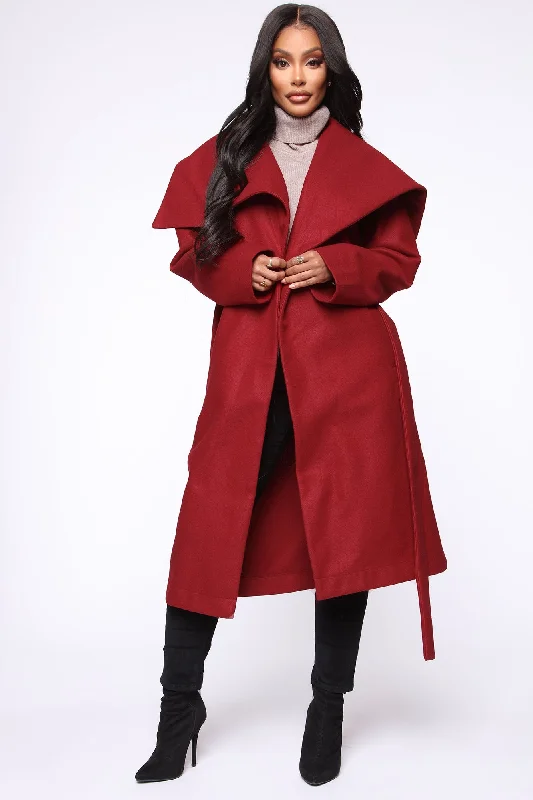 Walking In The Snow Trench Coat - Red