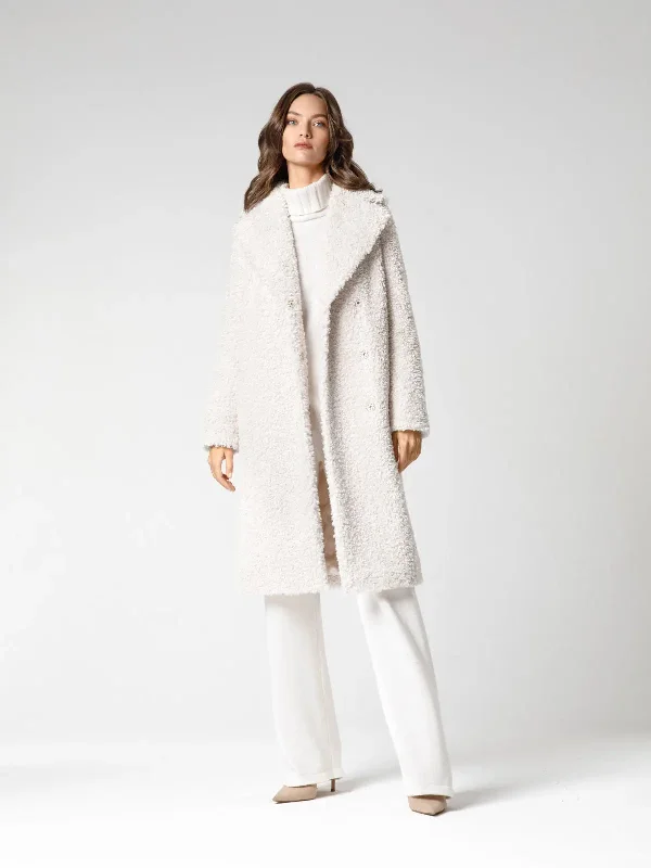 Coat in smooth eco-fur with turn-down collar