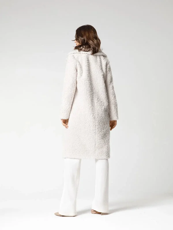 Coat in smooth eco-fur with turn-down collar