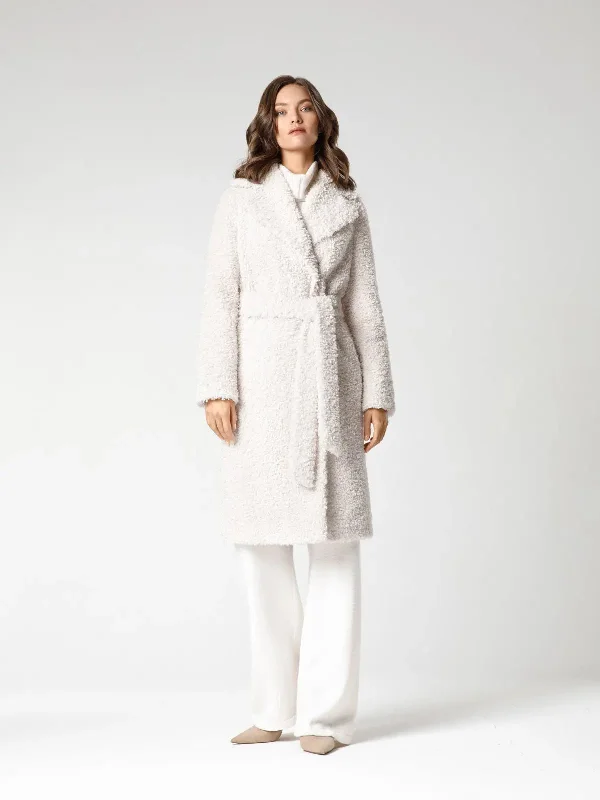 Coat in smooth eco-fur with turn-down collar