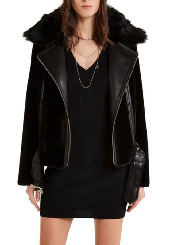 Women’s Black Leather Shearling jacket