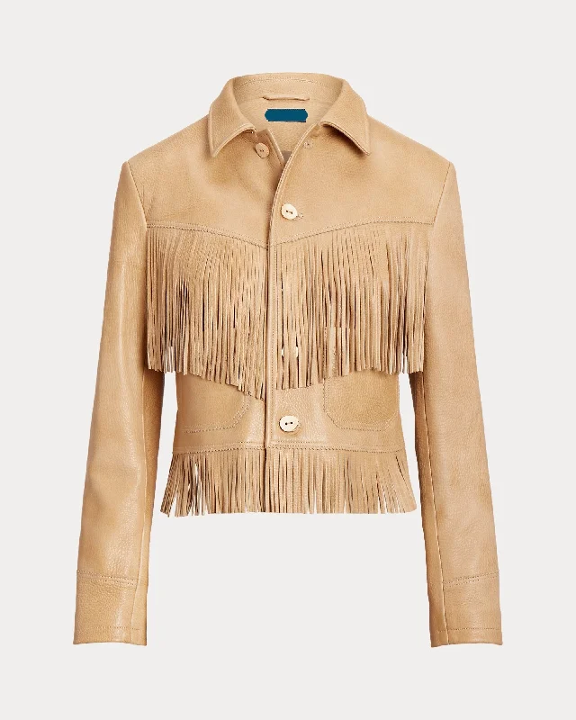 Women's Fringe Waxed Leather Jacket