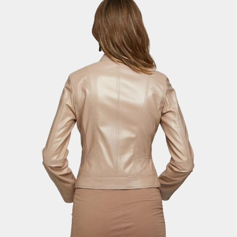 Womens Glamorous Light Brown Leather Jacket