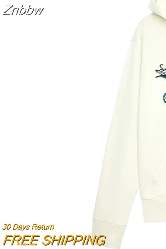 Znbbw Letter Embroidered Sweatshirts Women 2023 Spring Autumn Cardigan Hoodie Tops Female Casual Streetwear Hooded Sweatshirt