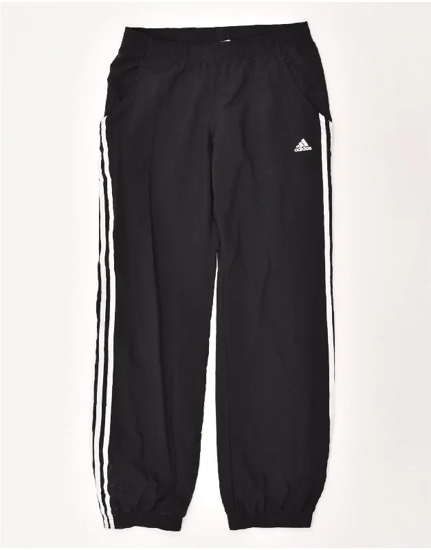 ADIDAS Womens Tracksuit Trousers Joggers UK 12 Medium Black Polyester