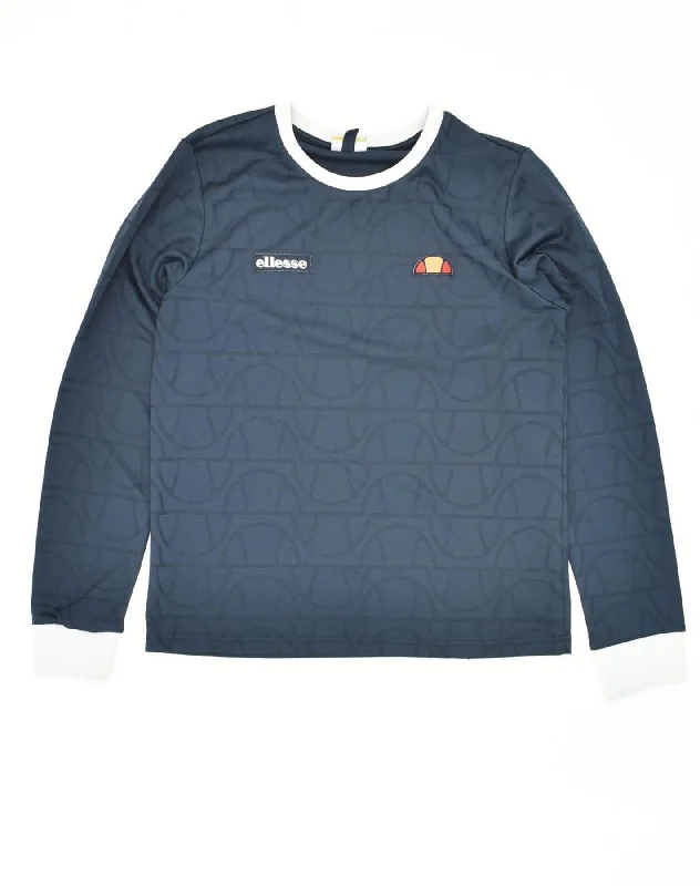 ELLESSE Womens Top Long Sleeve UK 10 Small Navy Blue Polyester